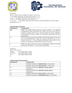 Ejemplo:  
int a = 10, b = 3, c; float x = 2.0, y; y = x + a; 
 /* el resultado es 12.0 de tipo float */ c = 
a / b;