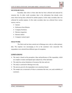 CON SUMER ATTITUDE TOWARDS BIRLA SHAKTI CEMEN
SECONDARY DATA
           Secondary data refers to those data that has been col
