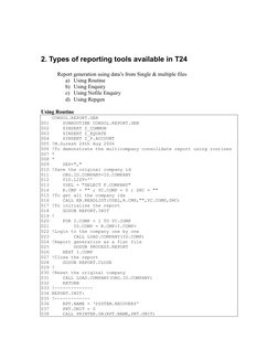 T24 Multithread Routine Sample T24 Report Generation Tools Overview | PDF | Printer (Computing ...
