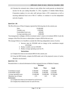 ACMA Work Sheet & Asst. Material December 2018  
Page 7 of 12  
  
(d) Calculate the estimated sales volume in sales dollars
