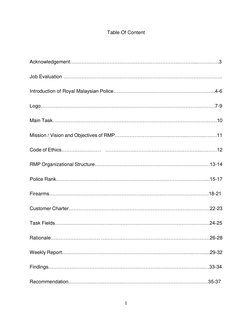 1 
 
Table Of Content 
 
Acknowledgement…………………………………………………………………...………….3 
Job Evaluation ……………………………………………………………………………..…….