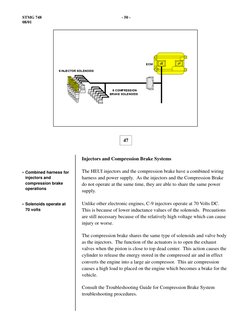 • Combined harness for
injectors and
compression brake
operations
• Solenoids operate at
70 volts
Injectors and Compression B