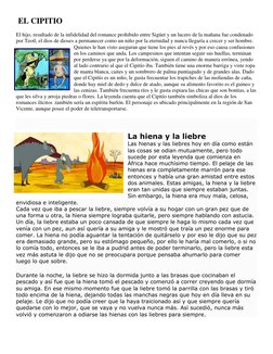 EL CIPITIO 
El hijo, resultado de la infidelidad del romance prohibido entre Sigüet y un lucero de la mañana fue condenado