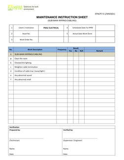 Plug Go Maintenance Sheet.pdf Electrical Maintenance Instruction Checklist | PDF | Transformer ...