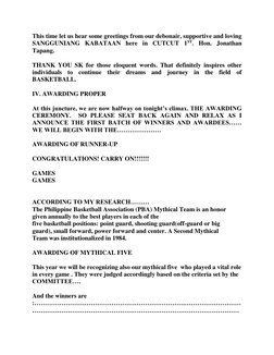 This time let us hear some greetings from our debonair, supportive and loving 
SANGGUNIANG KABATAAN here in CUTCUT 1ST. Hon.