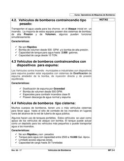 Curso  Operadores de Máquinas de Bomberos 
 
 
4.2.  Vehículos de bomberos contraincendio tipo      
         pesado: