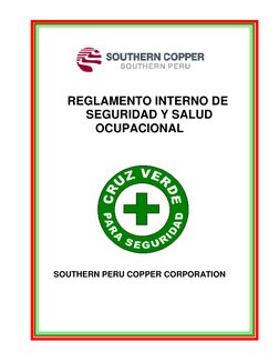 REGLAMENTO INTERNO DE 
      SEGURIDAD Y SALUD 
OCUPACIONAL 
 
 
 
 
 
 
SOUTHERN PERU COPPER CORPORATION