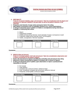 Mania Scale YMRS Scoring and Interpretation Guide | PDF | Mania | Paranoia