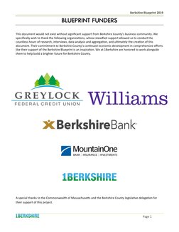 Berkshire Blueprint 2019
Page 1
BLUEPRINT FUNDERS
This document would not exist without significant