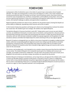 Berkshire Blueprint 2019
Page 5
FOREWORD
Looking back to 2016, the Berkshires were in the midst of a