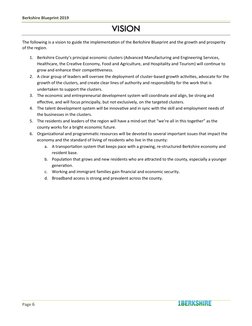 Berkshire Blueprint 2019
Page 6
VISION
The following is a vision to guide the implementation o