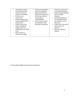 2 
 
sentimientos cuando 
toma decisiones para 
resolver situaciones 
críticas en la empresa. 
o Es firme en sus 
conviccione