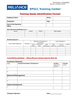 Training Needs Identification Format | PDF | Action (Philosophy ...