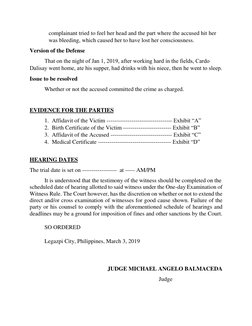 complainant tried to feel her head and the part where the accused hit her 
was bleeding, which caused her to have lost her co