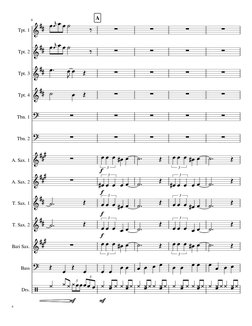 8
Tpt. 1
Tpt. 2
Tpt. 3
Tpt. 4
Tbn. 1
A. Sax. 1
A. Sax. 2
Tbn. 2
T. Sax. 1
T. Sax. 2
Bari Sax.
Bass
Drs.










