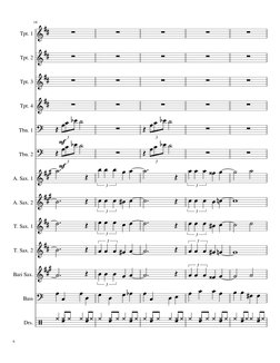 18
Tpt. 1
Tpt. 2
Tpt. 3
Tpt. 4
Tbn. 1
A. Sax. 1
A. Sax. 2
Tbn. 2
T. Sax. 1
T. Sax. 2
Bari Sax.
Bass
Drs.









