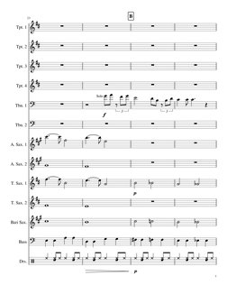 23
Tpt. 1
Tpt. 2
Tpt. 3
Tpt. 4
Tbn. 1
A. Sax. 1
A. Sax. 2
Tbn. 2
T. Sax. 1
T. Sax. 2
Bari Sax.
Bass
Drs.









