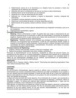 6

Determinación acerca de si el  downsizing va a dirigirse hacia los procesos o hacia una
verificación de los objetivos de