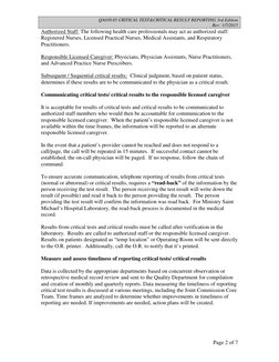 Critical Test Result Reporting Policy | PDF | Caregiver | Nursing