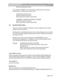 Critical Test Result Reporting Policy | PDF | Caregiver | Nursing