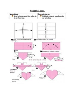 Corazón de papel.
Corazón de papel.
Materiales:
Materiales:
Una hoja de papel del color de
Una hoja de papel del color de
tu