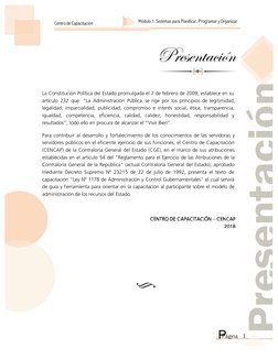 P
Centro de Capacitación
Página 1
Módulo 1: Sistemas para Planificar, Programar y Organizar
Presentación 
La Constitución Pol