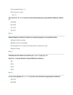 C. I (javascript:void(0);)t is possible that ac = 0 
D. A (javascript:void(0);) must be 1/c (Ans) 
Ans - D 
The root of x3 -
