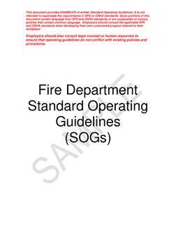 This document provides EXAMPLES of written Standard Operating Guidelines. It is not 
intended to supersede the requirements i