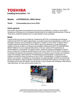 Detail 
Copier Bulletin:  Color-148 
Date:  4/8/2010  
Page:  1 of 6 
 
 
Copyright-2009 Toshiba America Business Solutions