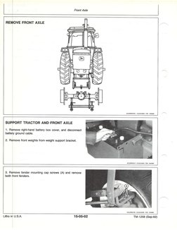 Front Axle
REtI
FRONT AXLE
AC5;RW69741 urs;015005 CXA 220682
SUP
1. Rr
batte
2. Rt
3. Rr
both
CRT TRACTOR AND FRONT AXLE
ove