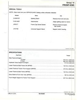 Litho in U.S.A.
15-10-01
Grou
10
FRONT.
D
TM-1258 (A{rg-84)
1U8;15r901 100784
SPECIAL TOOLS
NOTE: Order tools from your SERVI