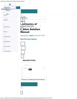 Mechanics of Materials 5th Ed. Solutions | PDF | Media Technology ...