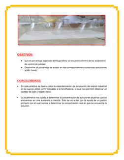 OBJETIVOS: 
 Que el porcentaje esperado del Ibuprofeno se encuentre dentro de los estándares 
de control de calidad. 
 
D