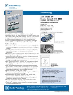 Audi A4 (B6, B7) Service Manual: 2002-2008 - Table of Contents