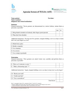 Tulia Apraxia Screening Test Overview | PDF | Sensitivity And ...