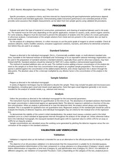 Specific procedures, acceptance criteria, and time intervals for characterizing AA spectrophotometer performance depend
on th