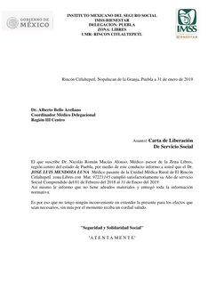 INSTITUTO MEXICANO DEL SEGURO SOCIAL 
IMSS-BIENESTAR 
DELEGACION: PUEBLA 
ZONA: LIBRES 
UMR: RINCON CITLALTEPETL