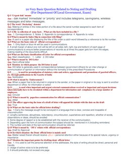 20 Very Basic Question Related to Noting and Drafting  
(For Department Of Local Government, Exam) 
Q-1 ‘Urgent dak’ means 
A