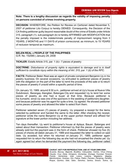 CRIMINAL LAW REVIEW Case Digests 
 
 
 
 
 
Outline by Fiscal Victoria C. Garcia 
 
4F  
(A.Y. 2017-2018)
