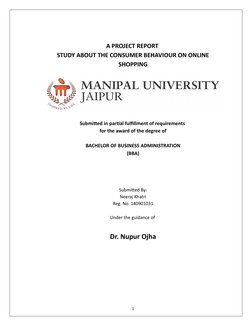 A Project Report Study About The Consumer Behaviour On Online Shopping ...