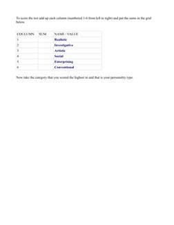 Holland Code Career Assessment Test | PDF | Business