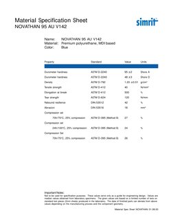 Material Specification Sheet
NOVATHAN 95 AU V142
Name:
NOVATHAN 95 AU V142
Material:
Premium polyurethane, MDI based
Color:
B