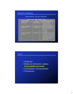 7
Definición de Módulo
Nombre Atributo, Tag, Tipo, Descripción
Table C.7.1.1 -- Patient Module Attributes
Attribute Name
Tag