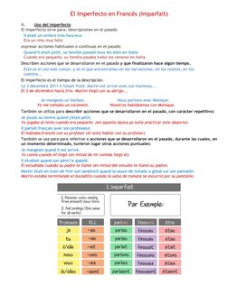 El Imperfecto en Francés (Imparfait) 
 
1. 
Uso del imperfecto 
El imperfecto sirve para: descripciones en el pasado 
 
Il ét