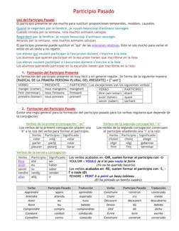 Participio Pasado 
 
Uso del Participio Pasado 
El participio presente se usa mucho para sustituir proposiciones temporales,