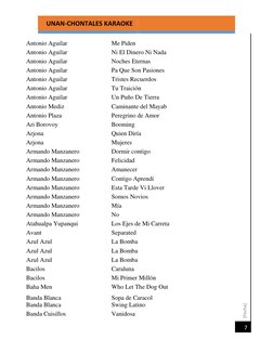 [Fecha] 
  UNAN-CHONTALES KARAOKE 
 
 
 
 
 
 
7 
Antonio Aguilar 
Me Piden 
  
Antonio Aguilar 
Ni El Dinero Ni Nada 
  
Ant