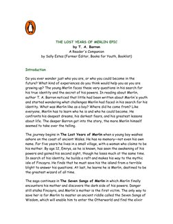 THE LOST YEARS OF MERLIN EPIC 
by T. A. Barron 
A Reader's Companion 
by Sally Estes (Former Editor, Books for Youth, Boo
