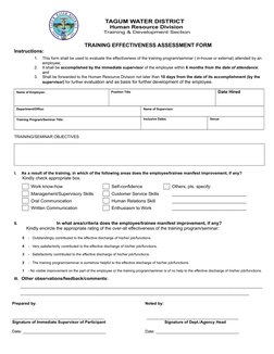 Training Effectiveness Assessment Form | PDF | Behavior Modification ...