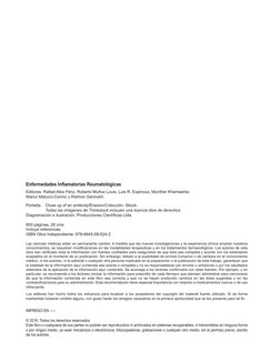 Enfermedades Inflamatorias Reumatológicas
Editores: Rafael Alba Fériz, Roberto Muñoz Louis, Luis R. Espinoza, Munther Khamash