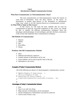 Unit-I 
Introduction to Digital Communication Systems 
 
 
What Does Communication (or Telecommunic